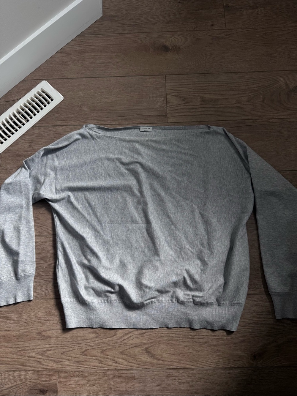 Babaton Light Gray Long Sleeve Boatneck Off the shoulder top